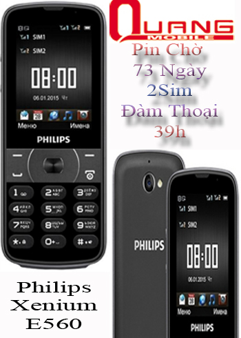 Philips E560 điện thoại pin chờ 73 ngày,xuất nga
